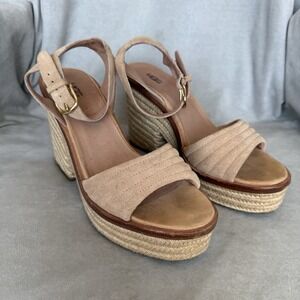 UGG Laynce Wedge Heel Sandal Bronzer Beige Neutral Women's Size 10